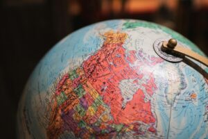 Home blue and brown desk globe